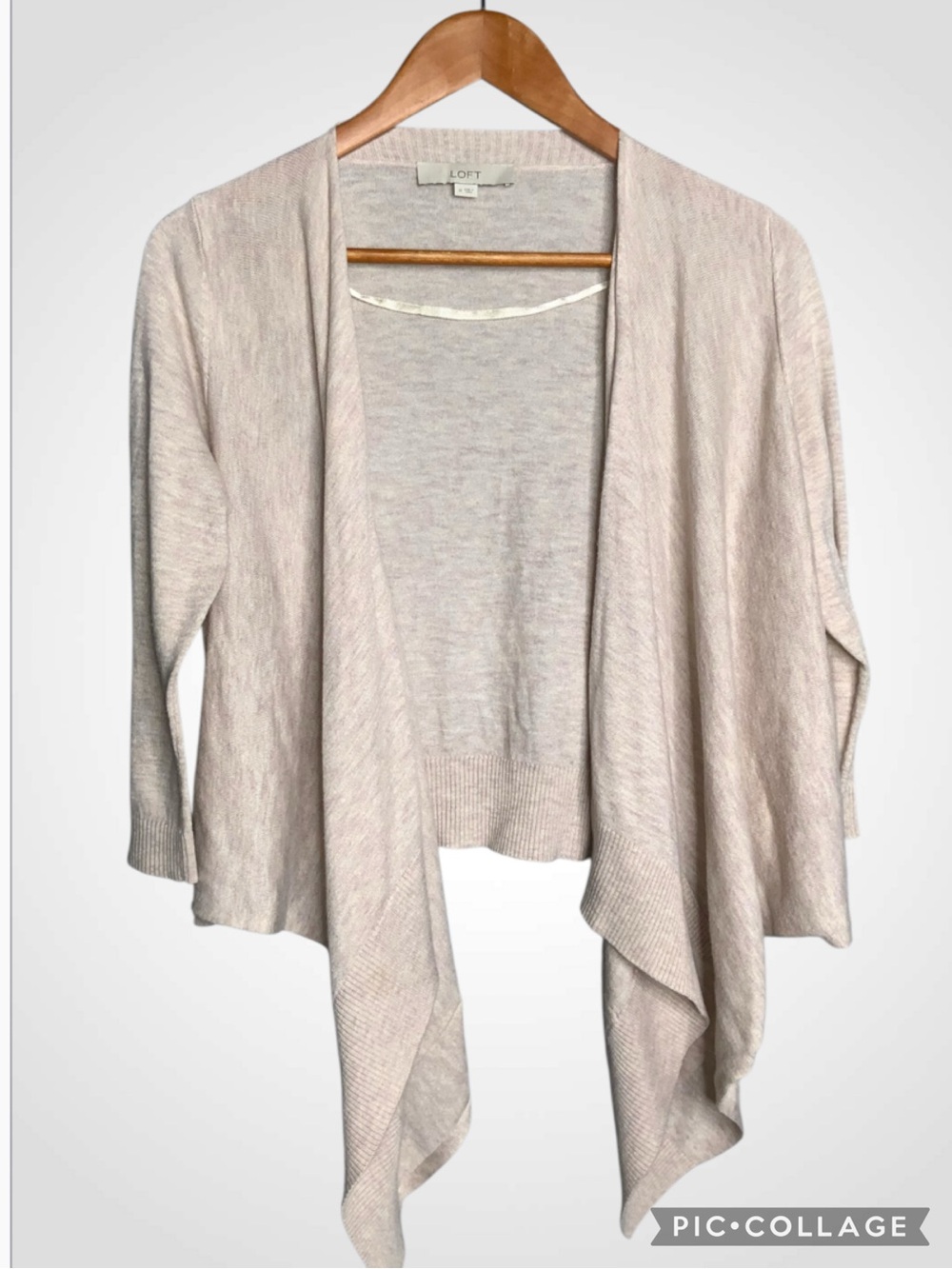 LOFT Cream Open-Front Draped Front Cropped Back Cardigan Medium